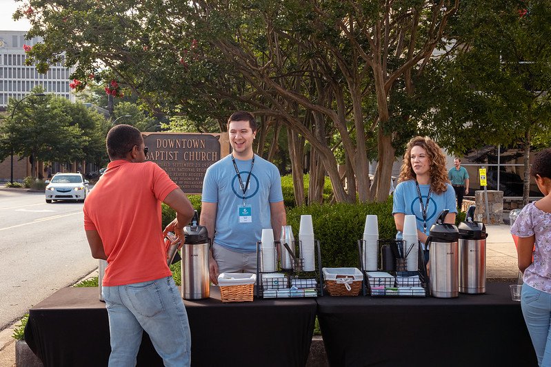 Serving Coffee Downtown Outside