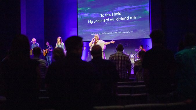 Worship team playing