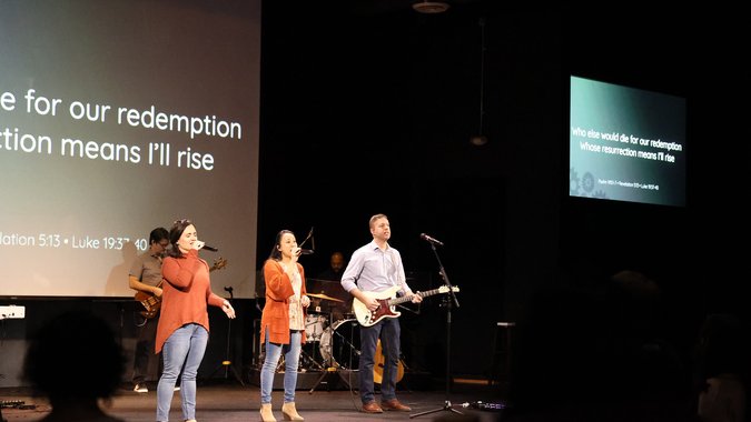 Worship team playing