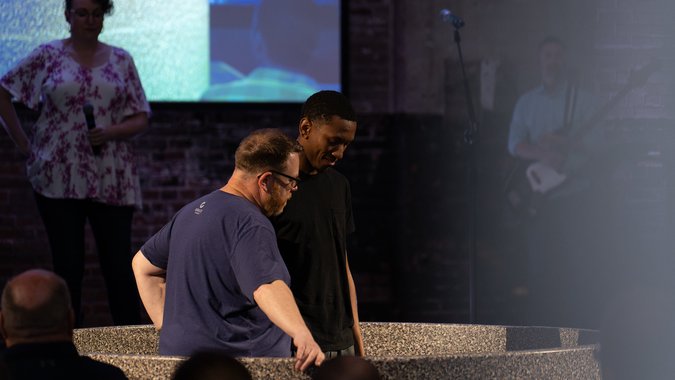 Man being baptized