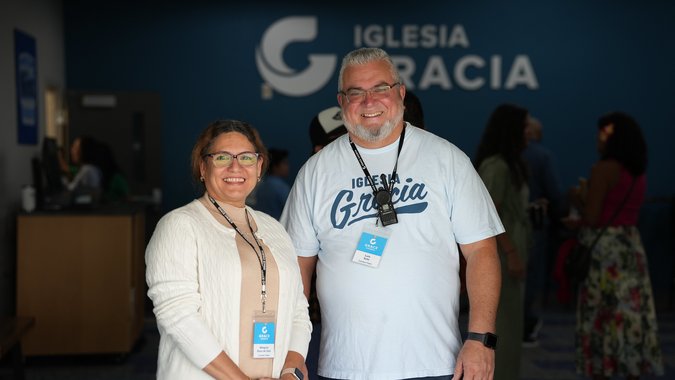Greeters smiling in lobby