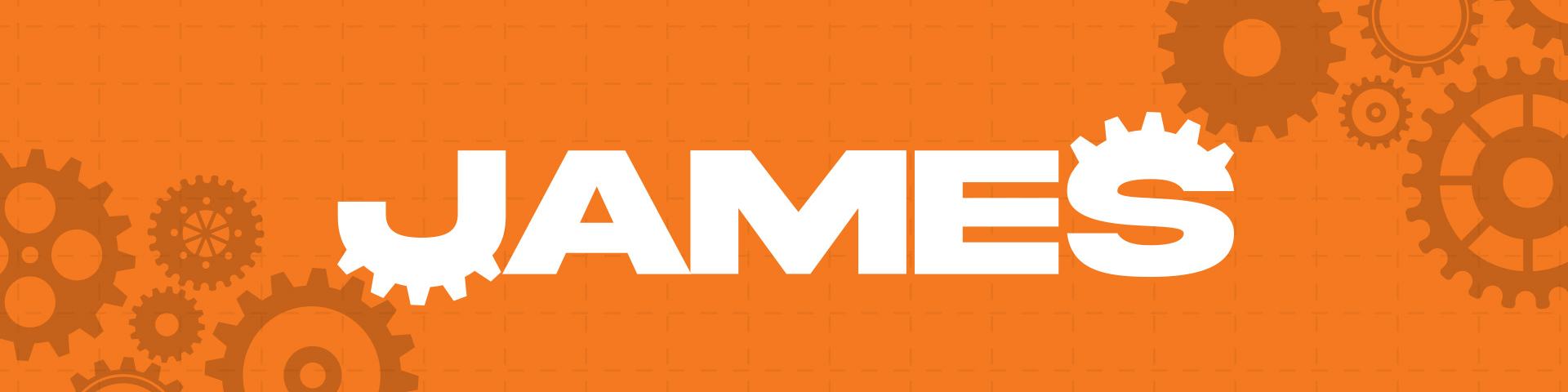 James Orange Series Graphic with Gears