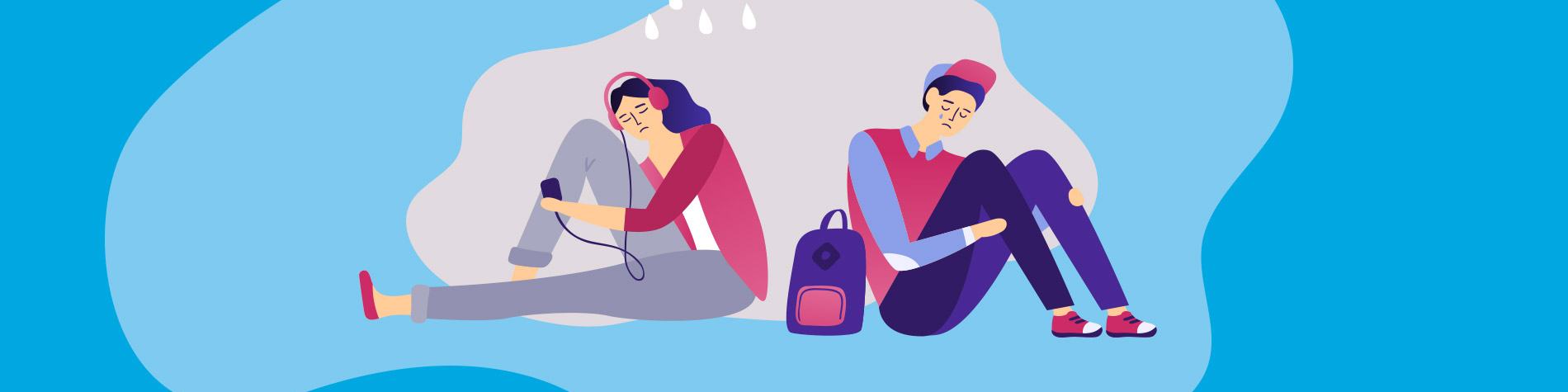 Anxious Teens under Rain Cloud