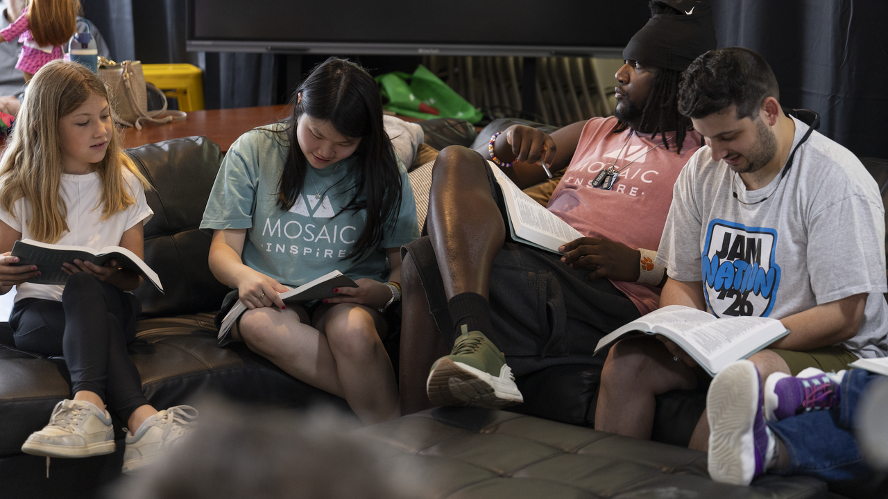 Mosaic Inspire group studying together