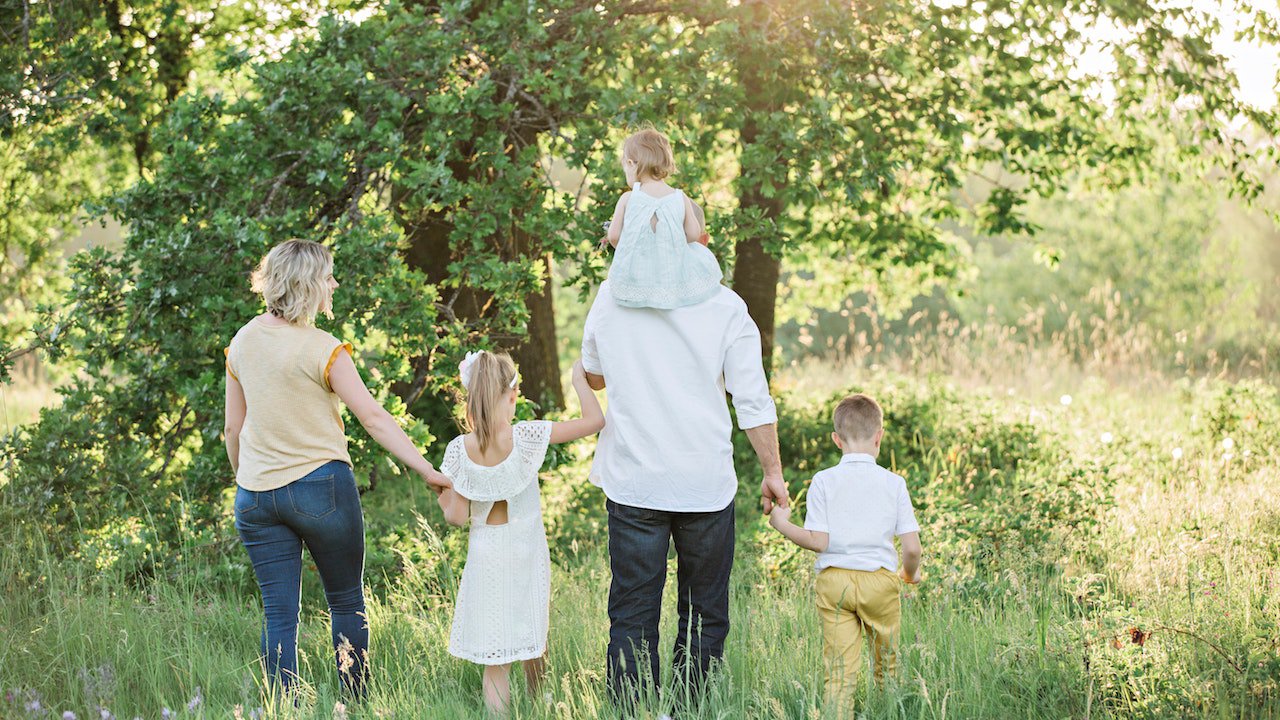 Family Walking Outside